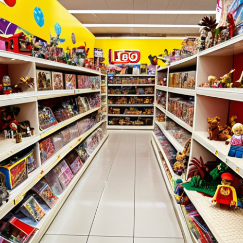 Home 4 **
A vibrant scene inside a toy store overflowing with colorful and creatively designed toys. Focus on the happy expressions of children interacting with the toys. Include a variety of popular toys like Lego, Barbie, and Pokemon merchandise.
**